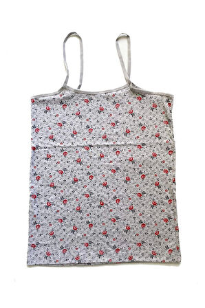 biçomi 5 Adet Kadın Askılı Desenli Atlet Dantelli Empirme Pamuklu Penye D1-5