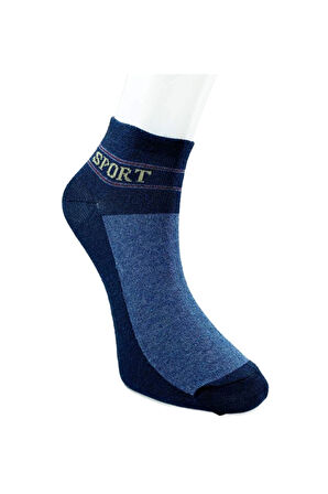 biçomi 12 Çift Pamuklu Erkek Yazlık Spor Bilek Çorap Siyah Gri Lacivert