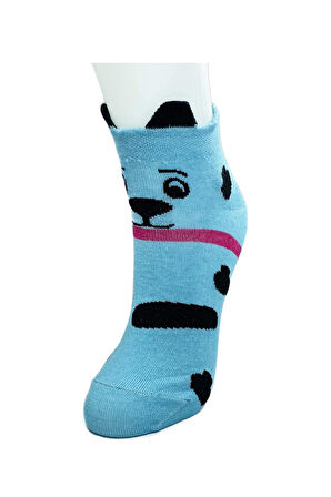 biçomi 3 Çift Köpek Temalı 3 Boyutlu Kulaklı Pamuklu Yumuşak Kadın Bilek Çorap