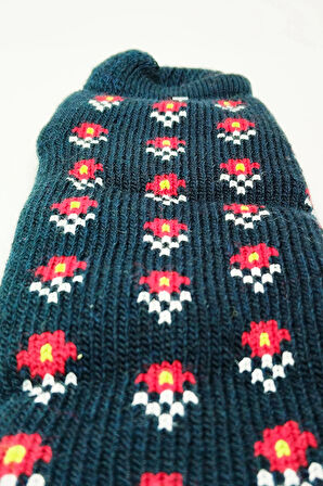 biçomi Kalın Kışlık Kadın Soket Çorap Yünlü Havlu Ev Giyim Patik  Desen 2 Lacivert