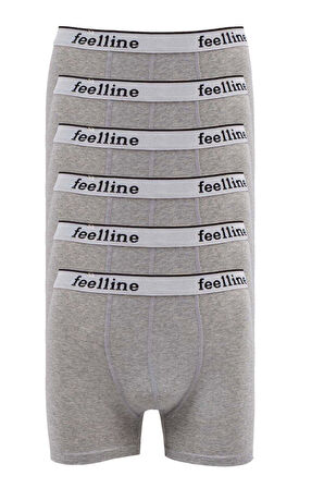 biçomi 6 adet Feelline Gri Pamuklu Doğal Likralı Erkek Boxer