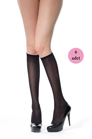 biçomi 6 Adet Orta Kalın Dizaltı Çorap 40 denye 500 Siyah