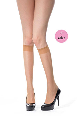 biçomi 6 Adet İnce Dizaltı Çorap 20 denye 57 Ten