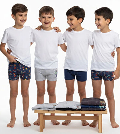 biçomi 6 adet Düz Baskılı Erkek Çocuk Boxer 506