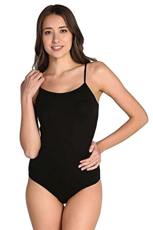 biçomi 3 adet Tutku Kadın İp Askılı Siyah Çıtçıtlı Body 0148