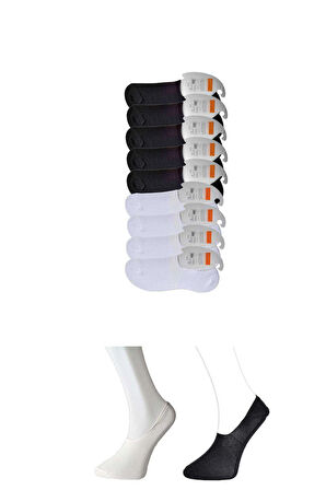 biçomi Siyah ve Beyaz Erkek Babet Çorap 9 çift