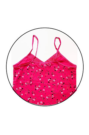 biçomi Kadın Askılı Desenli Atlet Dantelli Empirme Pamuklu Penye D6