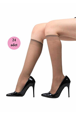 biçomi 24 Adet Orta Kalın Dizaltı Çorap 40 denye 86 Vizon