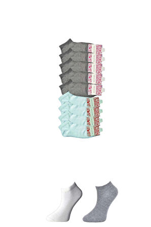 biçomi Gri ve Beyaz Kadın Bilek Çorap 9 çift
