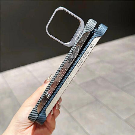 Çerçevesiz karbon Fiber iPhone16 Pro katlanır Lens standı +kamera koruma lensi hediye