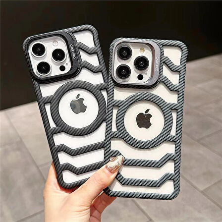 Çerçevesiz karbon Fiber iPhone16 Pro katlanır Lens standı +kamera koruma lensi hediye