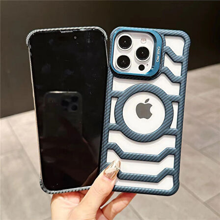 Çerçevesiz karbon Fiber iPhone16 Pro katlanır Lens standı +kamera koruma lensi hediye