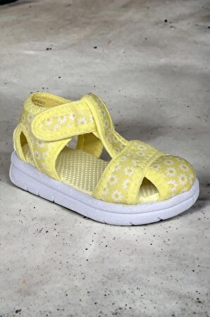 Sarı Yumuşak Baskılı Unisex Çocuk Sandalet