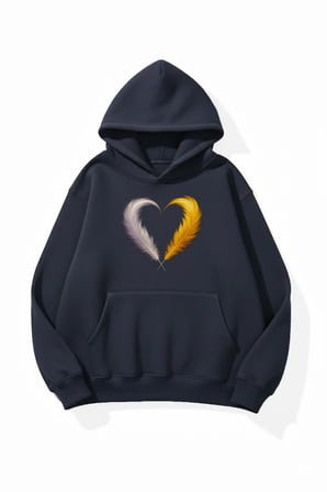 Unisex Yumuşak Dokulu Tüy Kalp Baskılı Tasarım Oversize 3 İplik Hoodie Sweatshirt