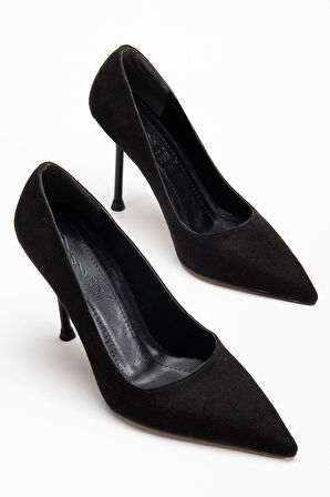 Dorethy Kadın Topuklu Ayakkabı Siyah Süet Stiletto 