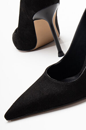 Dorethy Kadın Topuklu Ayakkabı Siyah Süet Stiletto 
