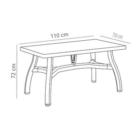 Omnipazar MT-GF240 Prima Roccia Plastik Dikdörtgen Bahçe Balkon Masa 70x110 cm