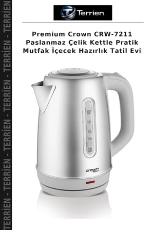 Premium Crown CRW-7211 Paslanmaz Çelik Kettle Pratik Mutfak İçecek Hazırlık Tatil Evi