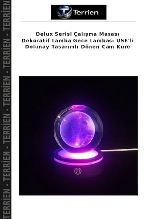 Delux Serisi Çalışma Masası Dekoratif Lamba Gece Lambası USB'li Dolunay Tasarımlı Dönen Cam Küre
