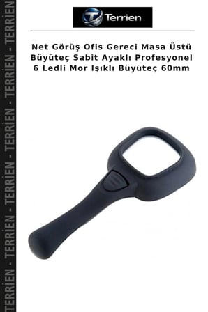 Net Görüş Ofis Gereci Masa Üstü Büyüteç Sabit Ayaklı Profesyonel 6 Ledli Mor Işıklı Büyüteç 60mm