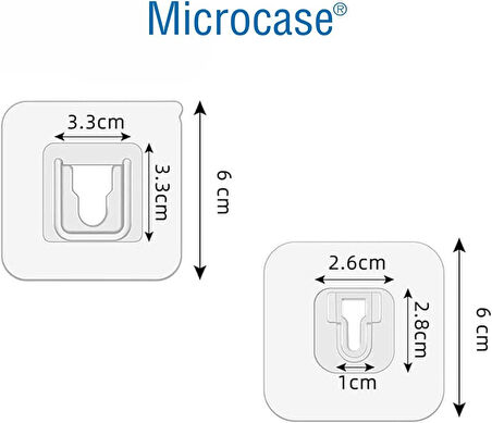 Microcase Güçlü Plastik  Yapışkanlı  Suya Dayanıklı Geçmeli Klips Eşya Sabitleme  Askılığı 2 Adet - Şeffaf AL4267