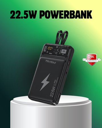 Powerbank Dahili Ekranlı 10000 mAh Çift Kablolu