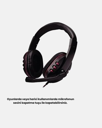 Rahat ve Dayanıklı Mikrofonlu Oyun Kulaklığı – Stereo Ses, Ayarlanabilir Kafa Bandı