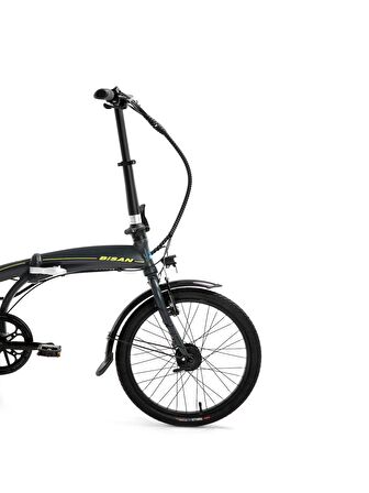Bisan Prime V Fren 7 Vites 20 Jant Elektrikli Katlanır Bisiklet Mat Gri Sarı 32 Kadro