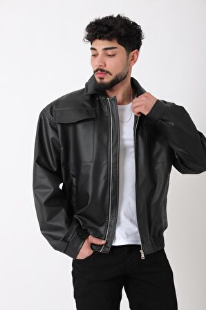 Büyük Cep Kapaklı Suni Deri Mont_50391