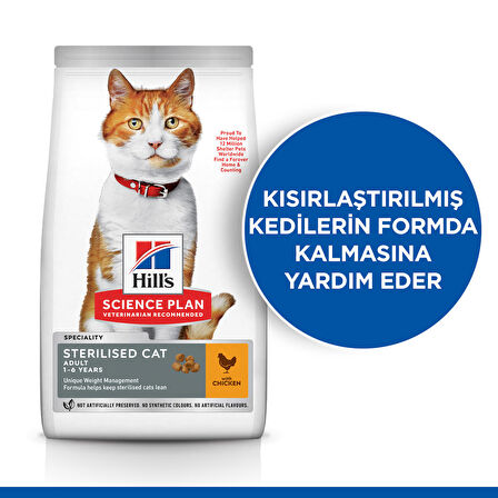 Hill's Sterilised Kısırlaştırılmış Tavuklu Kedi Mamasi 3 Kg