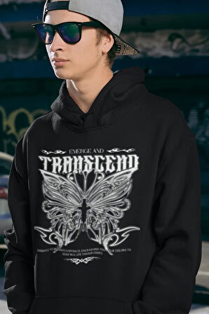 Transcend Tasarım Baskılı Unisex Oversize Hoodie