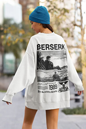 1989 Berserk Baskılı Unisex Oversize Anime Karakter Sweatshirt