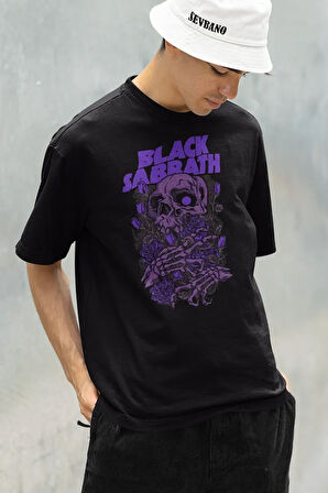 Tasarım Black Sabbath Müzik Grubu Baskılı Unisex Oversize Rock Metal Tişört