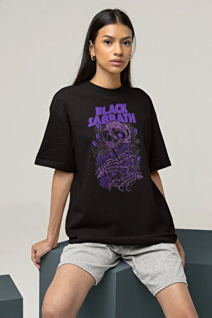 Tasarım Black Sabbath Müzik Grubu Baskılı Unisex Oversize Rock Metal Tişört