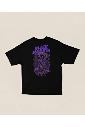 Tasarım Black Sabbath Müzik Grubu Baskılı Unisex Oversize Rock Metal Tişört