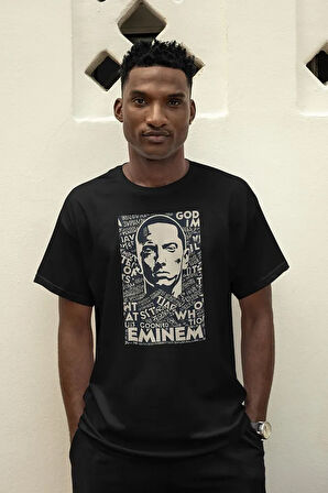 Eminem Rapper Baskılı Unisex Baskılı Tişört, Oversize Rap Tişört