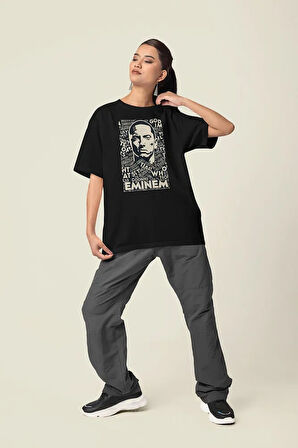 Eminem Rapper Baskılı Unisex Baskılı Tişört, Oversize Rap Tişört