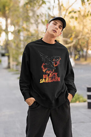 Black Sabbath Baskılı Unisex Oversize Müzik Grubu Sweatshirt