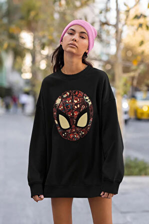 Deadpool Maske Tasarım Baskılı Unisex Oversize Sweatshirt