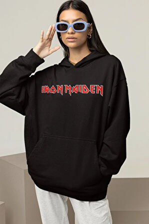 Iron Maiden Müzik Grubu Baskılı Unisex Oversize Rock Metal Hoodie