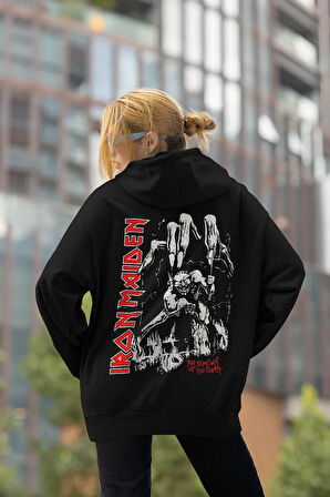 Iron Maiden Müzik Grubu Baskılı Unisex Oversize Rock Metal Hoodie
