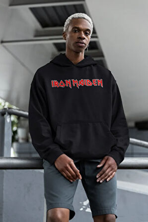 Iron Maiden Müzik Grubu Baskılı Unisex Oversize Rock Metal Hoodie