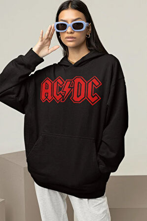 AC DC Müzik Grubu Baskılı Unisex Oversize Rock Metal Hoodie