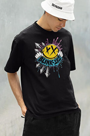 Tasarım Blink-182 Baskılı Unisex Oversize Tişört