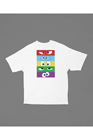Çizgi Film Karakterler Insiide Ouut Unisex Tişört, Oversize Ters Yüüz Baskılı Tişört