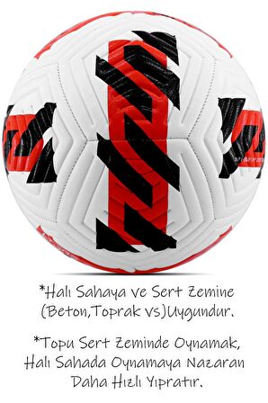 Telvesse Futbol Topu CLUB Pompa Hediyeli Sert Zemin Halı Saha Futbol Topu KIRMIZI Hibrit No:5