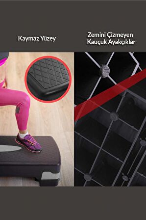 Step Tahtası 2 Kademeli Yükseklik Ayarlı Fitness Egzersiz Aleti 200kg Kapasiteli