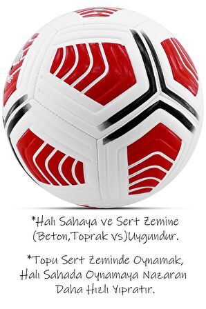 Futbol Topu Score Sert Zemin Halı Sahada Topu No:5 Kırmızı