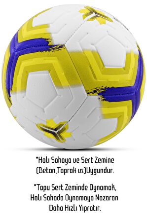 Telvesse Orijinal Futbol Topu Premiera Sert Zemin Halı Saha Futbol Topu Hibrit Sarı No:5