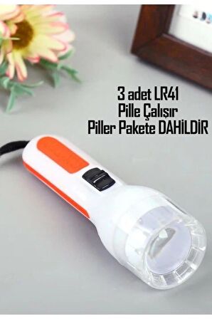 4 Adet Pilli Küçük El Feneri Anahtarlık Lambası Acil Durum Deprem Çantası Feneri Kulplu T50-4